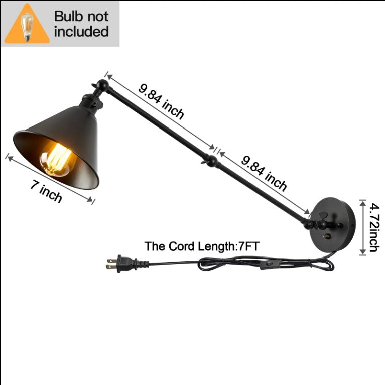 Integrated Airdrop Brass Black Swing Arm Wall Light