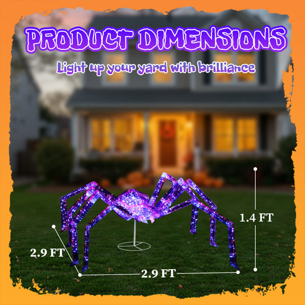 3ft Prism Spider, Illusion, 340 Purple Copper Wire Light, 4.5V 3.6W Halloween Standing Decoration US Specification
