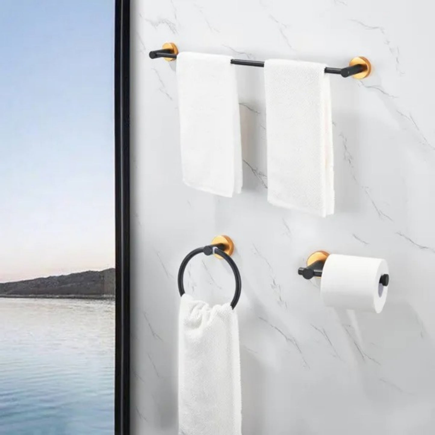 Details 3 PCS BATHROOM HARDWARE SET The Bathroom Hardware Set Come With 3 Pieces Bathroom Accessories Includes 1pcs Adjustable Expandable 16-27in Hand Towel Bar 1pcs 7in Toilet Paper Holder And 1pc